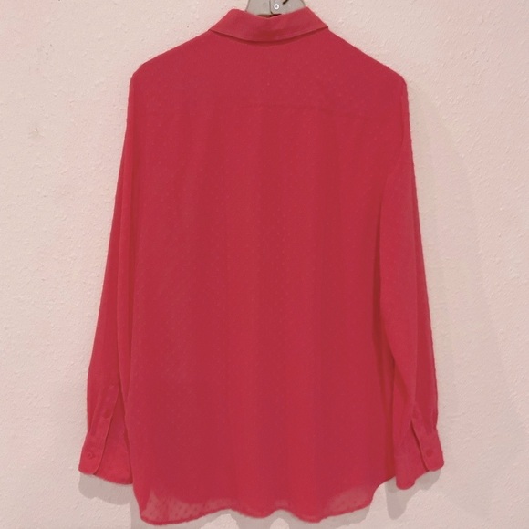 Talbots Button Down Blouse Raised Polka Dot Salmon Lined Top Women’s Size Large - Picture 2 of 10